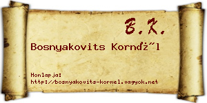 Bosnyakovits Kornél névjegykártya