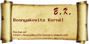 Bosnyakovits Kornél névjegykártya