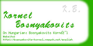 kornel bosnyakovits business card